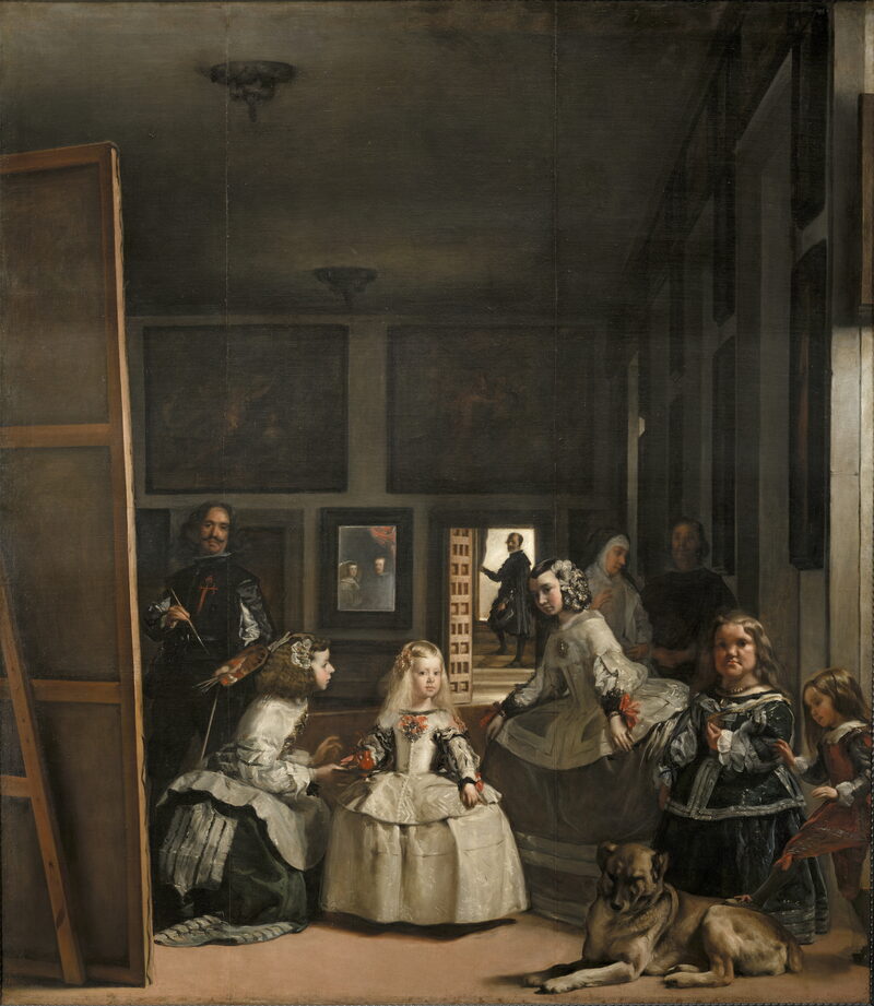 Las Meninas by Velázquez — the Infanta Margarita surrounded by ladies-in-waiting in the Royal Palace
