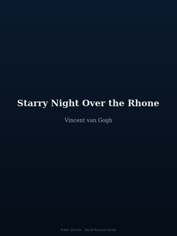 Starry Night Over the Rhône by Van Gogh — gas-lit Arles reflected in the Rhône river under a star-filled sky