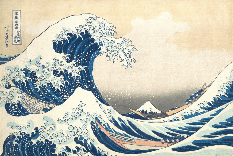 The Great Wave off Kanagawa by Hokusai — a towering cresting wave with Mount Fuji in the background