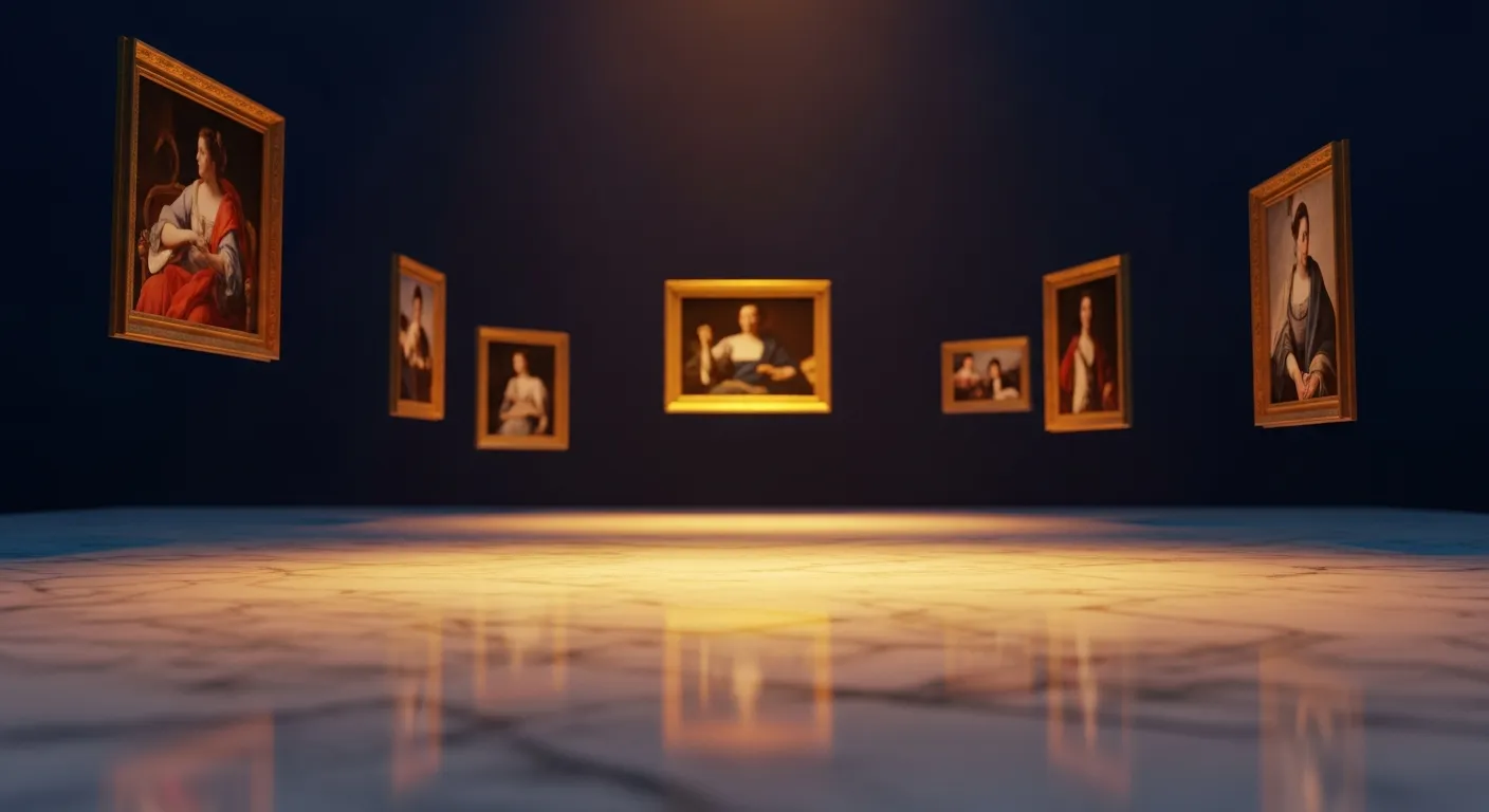 Grand classical museum gallery with sculptures