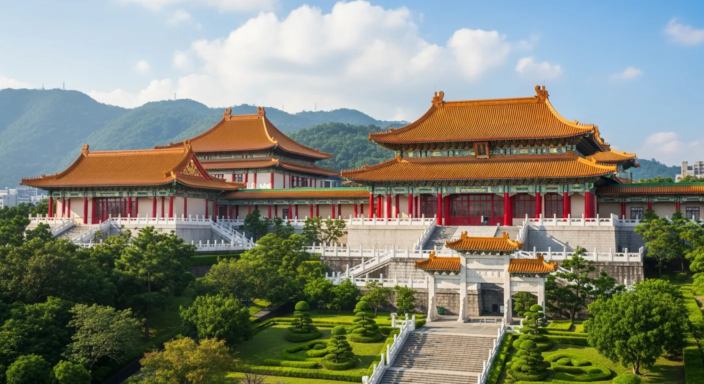 Exterior of the National Palace Museum in Taipei with traditional Chinese architecture